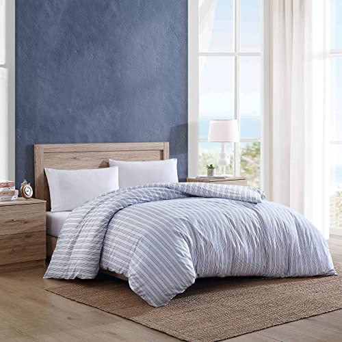 Nautica- Twin Duvet Cover, Cotton Reversible Bedding with Button Closure, Casual Home Décor for All Seasons (Beaux Stripe Blue, Twin)