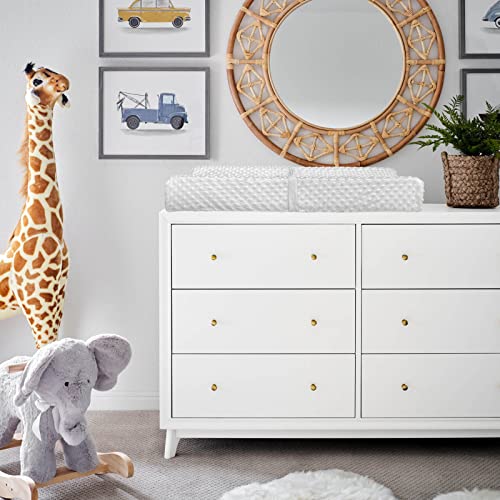 YENING Mini Baby Diaper Changing Pad for Dresser Top with Cover 27" x 16", Waterproof Lining Small Foam Contoured Changing Table Pads Topper Grey