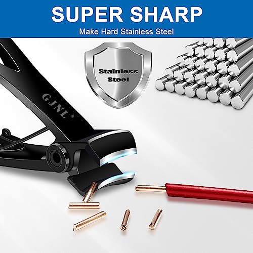 Nail Clippers for Men Thick Nails - Birthday Day Gifts for Men Dad 16mm Sharp Wide Jaw Opening Toenail Clippers for Seniors Thick Nails Cutter, Black Extra Large Heavy Duty Clippers