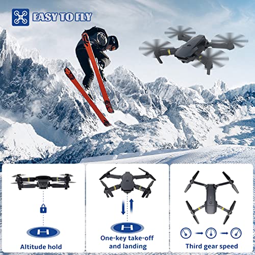 JEAOUSM E58 Drone with Camera for Adults/Kids Foldable RC Quadcopter Drone with 4K HD Camera, WiFi FPV Live Video, Altitude Hold, One Key Take Off/Landing, 3D Flip, APP Control, beginner