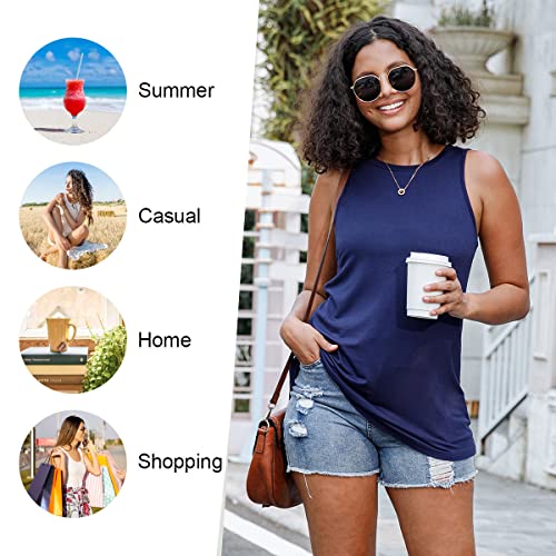 LONGYUAN Womens 2024 Summer Sleeveless Shirts Casual Tunic Beach Tank Tops Loose Fit Blouse Fl, Medium