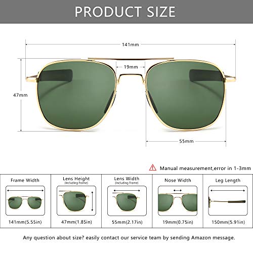 SUNGAIT 2 pairs Men's Military Style Polarized Pilot Aviator Sunglasses Bayonet Temples SGT285QH-QH-4