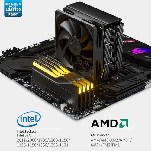upHere P4K CPU Air Cooler 6mm x 4 Copper Heat Pipes CPU Cooler with 120mm Fan PWM 1800RPM 77.93CFM for Intel LGA 2011/2066 (Mainboard X79/X99)/1700/1200/1150/1121/1155/1156/1366/AMD AM5/AM4
