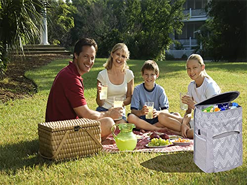 FORBY Collapsible Leak Proof Car Trash Can with Lid and 3 Storage Pockets| 2.5 Gallon Large Capacity Auto Garbage Bin Hanging for Headrest|Portable Hanging Vehicle Car Organizer Bin