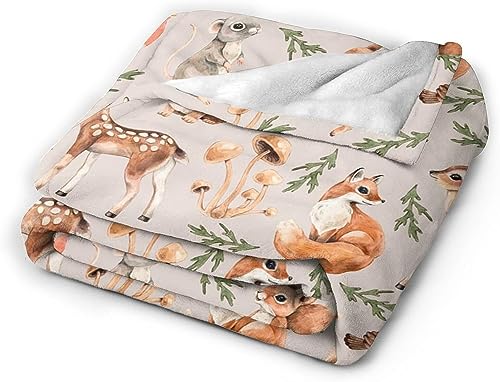 Duduho cute forest animals baby blankets soft warm fuzzy plush squirrel mouse fawn fox hare hedgehog bird bed throw blanket for newborn infant toddler girls boys kids, 30"x40"