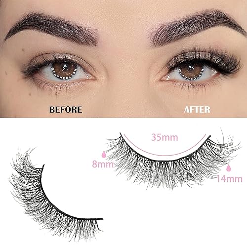 FARRED Cat Eye Lashes Natural False Eyelashes 14 Pairs Wispy Lashes Pack Short Strip Lash Fake Eyelash Mink Lashes Small Full pestañas Set (F21 | 8-14mm)