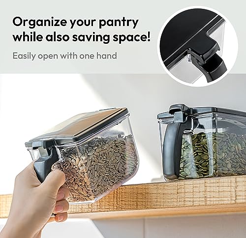 carrotez 2 Pack Airtight Spice Containers with Labels and Spoons, Food Storage Containers for Herbs, Coffee, Seasoning Organization, BPA free - Black