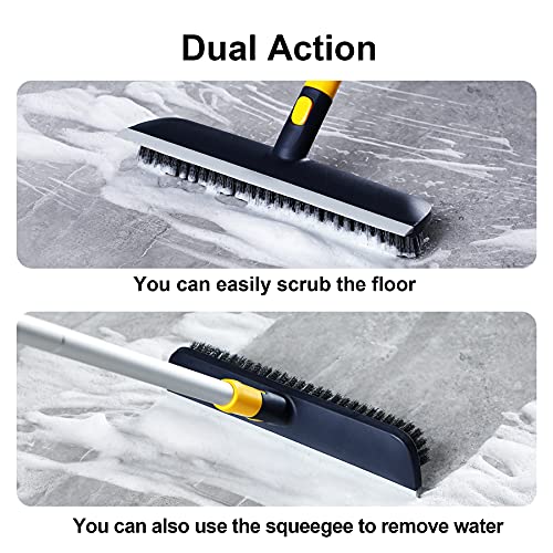 Yocada Floor Scrub Brush 55.9 inch Telescopic Handle 2 in 1 Scrape Brush Stiff Bristle Shower Scrubber for Cleaning Patio Bathroom Garage Kitchen Wall Deck Tub Tile