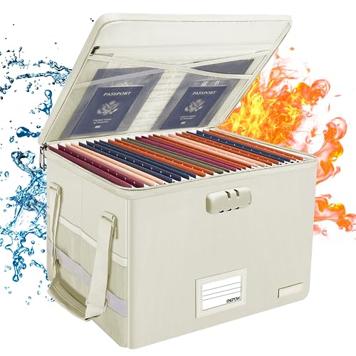 ENGPOW File Box with Lock, Fireproof Document Box with Zipper Lid,Coll