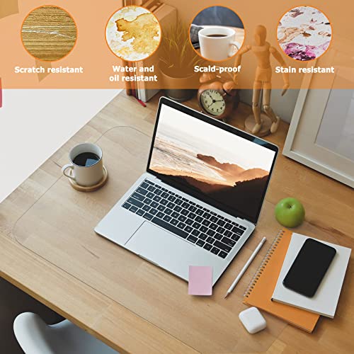 NATRKE Clear Desk Mat Pad, 32"x16" Large Transparent Desk Protector Mat Plastic Desk Mat, 1.5mm PVC Waterproof Non-Slip Clear for Desktop Home Office