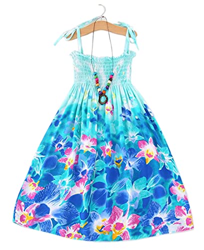 Flenwgo Girls Sunflower Dresses Floral Sleeveless Sling Beach Sundress with Necklace Sunflower Black US 11-12T