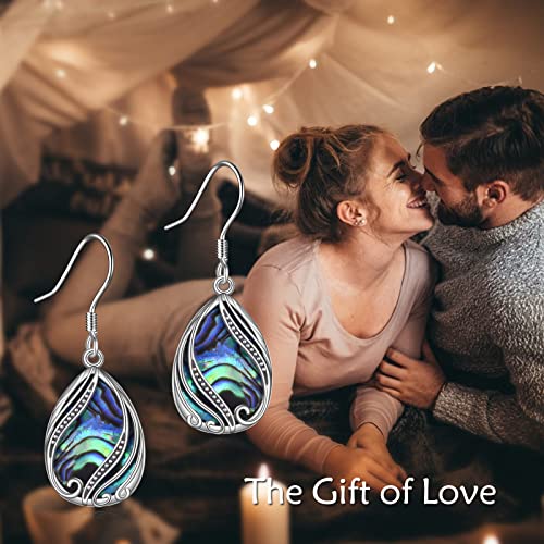 Abalone Earrings for Women 925 Sterling Silver Dangle Drop Abalone Earrings Filigree Bohemian Earrings Jewelry Gift (01-Filigree Bohemian Earrings)