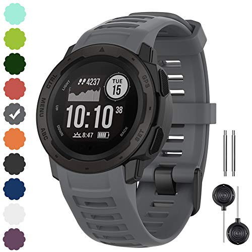 Watbro Bands Compatible with Garmin Instinct Sports GPS, Soft Silicone Adjustable Replacement Wristbands for Garmin Instinct/Instinct Tide/Instinct Tactical