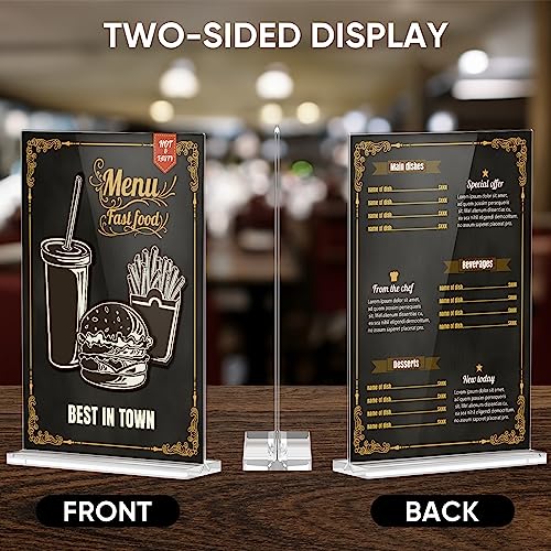 TICONN 3 Pack Acrylic Sign Holder, Double-Sided Display Stand for Countertops, Acrylic Stands for Display in Offices, Restaurants, and Events (5.5"x8.5")