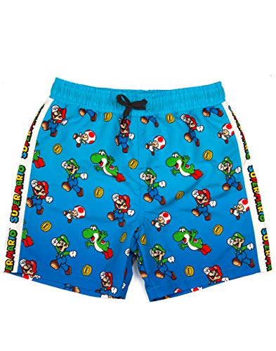 Super Mario Swim Shorts Boys Luigi Kids Gamer Swimming Trunks Pants (3-4 Years) Blue