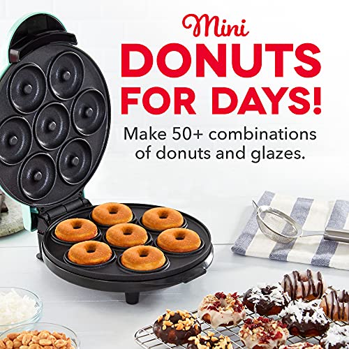 DASH Mini Donut Maker Machine for Kid-Friendly Breakfast, Snacks, Desserts & More with Non-stick Surface, Makes 7 Doughnuts - Aqua