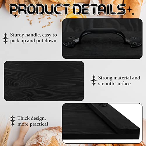 Chunful Stove Top Cover Board 30 x 22 Inch Rustic Wood Noodle Board Gas Electric Stove Cover with Handles for Gas Burners Kitchen Counter(Black)