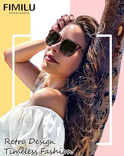 FIMILU Vintage Square Polarized Sunglasses for Women, Trendy UV400 Protection Fashion Shades for Driving, Traveling, Vacation