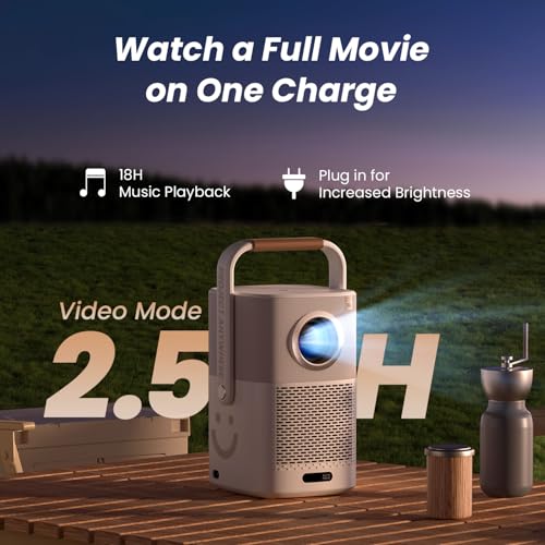 [Sound by JBL& Built-in Battery] Yaber T2 Outdoor Projector with WiFi 6 and Bluetooth, Native 1080P Smart Portable Projector for Inside Outside,Compatible with TV Dongle(Not included)(Camping style)