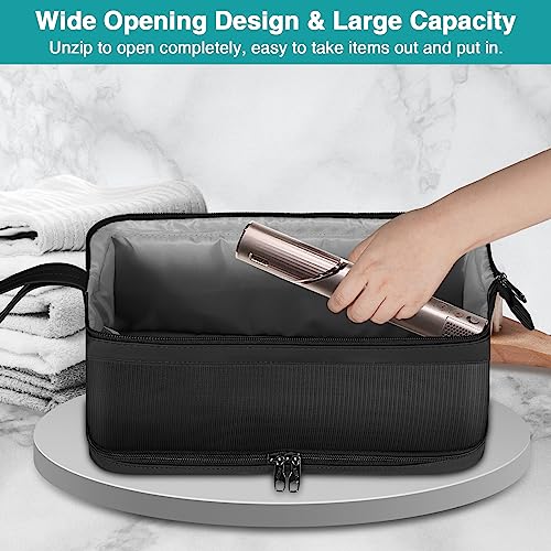 SITHON Travel Case Compatible with Airwrap/Shark FlexStyle SpeedStyle, Water Resistant Double Layer Storage Carrying Organizer Bag w/Widely Opening for Dyson Supersonic (Bag Only) (Black)