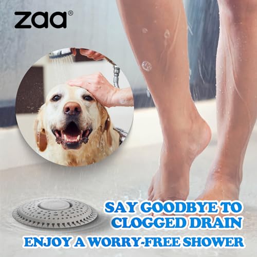 zaa Shower Drain Hair Catcher, 2 Pack Premium Silicone Drain Protector & Shower Drain Cover for Flat/Regular Drains of Shower Room, Bathroom, Sink, Black