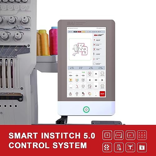 BAi VisionV22 Hat Embroidery Machine, Multi Needles Computerized Commercial Embroidery Machines,15.7"x19.7" Embroidery Area,15 Needles Tubular Structure Stable Cap Embroidery Machine