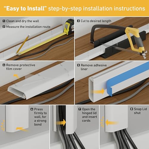 D-Line TV Wall Mount Cord Hider, Hide Mounted TV Cables, Wire Covers, Self Adhesive Cover for Cords, Paintable, Low Profile, Seamless Cable Raceway - 2X 2.36in W x 0.59in H x 15.7in L - Beige