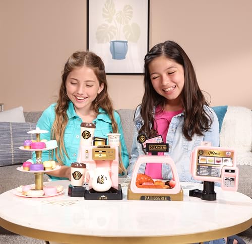 Miraculous Ladybug Cafe Play Set, Pretend Role Play Coffee Machine, Interactive Cash Register with Sound and Light - Toys for Kids with Kitchen Accessories, Bakery, Bills, and Coins