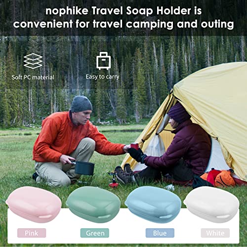 nophike Soap Holder with Lid 1 Pack，Travel Soap Container with Removable Draining Layer.Soap Dish for Home, Camping, Travel，Fashion Soap Box (White)