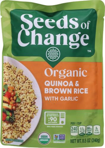 SEEDS OF CHANGE Organic Quinoa & Brown Rice with Garlic, Organic Food, 8.5 OZ Pouch