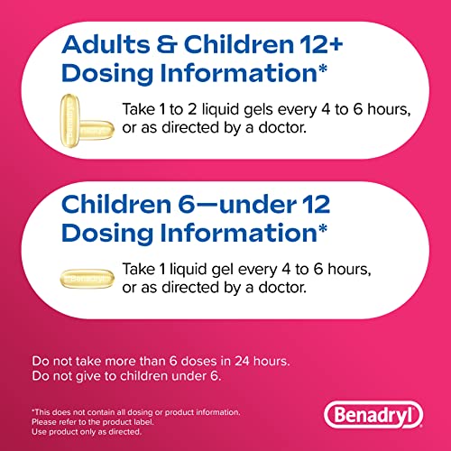 Benadryl Liqui-Gels Antihistamine Allergy Medicine & Cold Relief, Dye Free, 24 ct