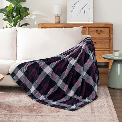 Berkshire Blanket Primalush™ Buffalo Plaid Plush Throw Blanket, Soft Fuzzy Lightweight Warm Fleece Throw for Couch, All Season Use(Double Buffalo Plaid, 50in x 70in)