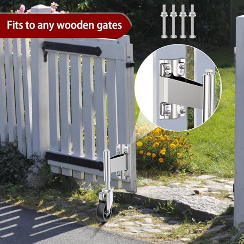 WOOSKY Spring Loaded Tube Gate Casters 4” Heavy Duty Gate Caster Wheels with Hardware for Tube Gates, Metal Gates, Wooden Gates, Fence Gates, Swing Gates, 330 Lbs Load Capacity