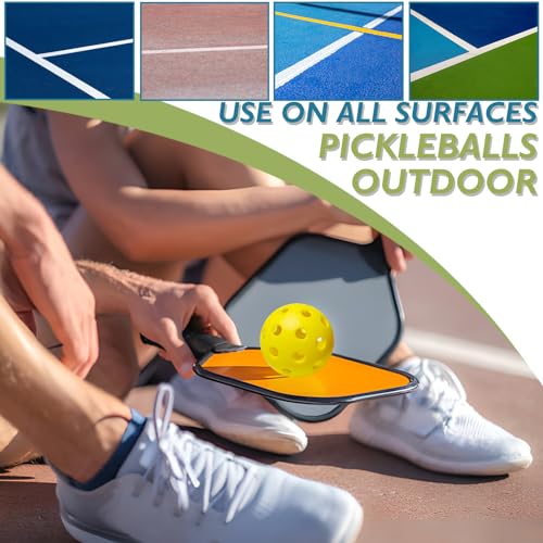 ACROSS THE POND Pickleball Balls, Outdoor Pickleballs Only Balls 6/12 Pack, USAPA Approved Pickleballs with Carrying Bag, Yellow Pickle Ball Balls 40 Holes