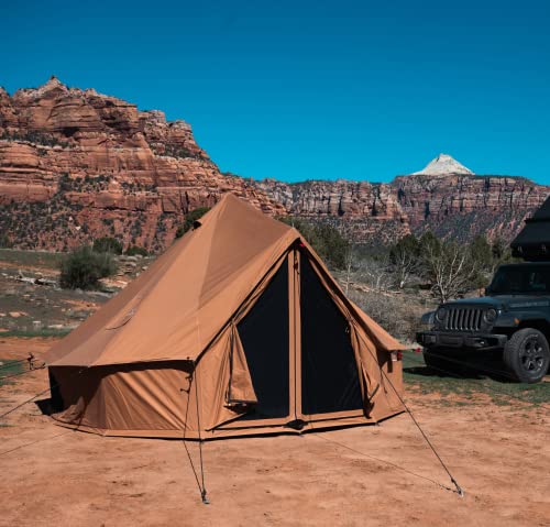 WHITEDUCK Regatta Canvas Bell Tent - w/StoveJack, Waterproof, 4 Season Luxury Camping and Glamping Yurt Tent Outdoor (10' (3M), Water Repellent, Desert Red)