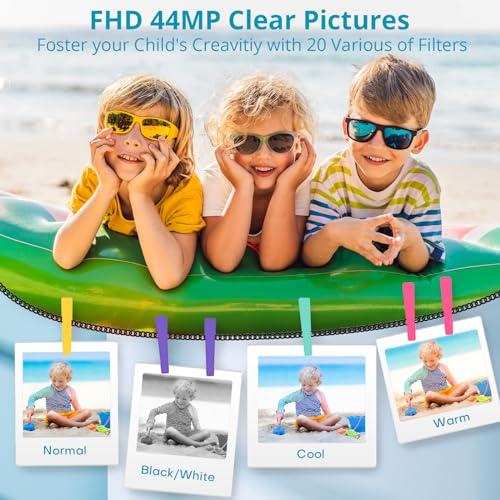 Digital Camera Newest 1080P 44MP Digital Cameras, Digital Point and Shoot Camera for Kids with 16X Zoom, Anti-Shake, Compact Small Travel Camera for Beginner Children Boys Girls Teens Gift