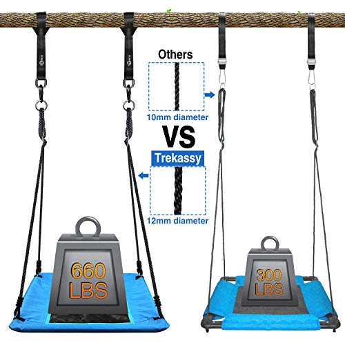Trekassy 700lbs 60" Rectangle Platform Tree Swing for Kids and Adults Waterproof 2 Hanging Straps (Blue)