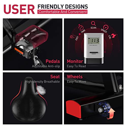 JOROTO Belt Drive Indoor Cycling Bike with Magnetic Resistance Exercise Bikes Stationary (300 Lbs Weight Capacity) (Updated)