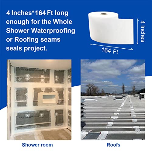 Yaxtida 2 Pack 4 Inches x 164 Feet Waterproofing Membrane Anti Fracture Fabric, Reinforcing Water Barrier Drywall Mesh Tape, Liquid Waterproof Membrane Fiberglass Tape for Shower Wall,Seam