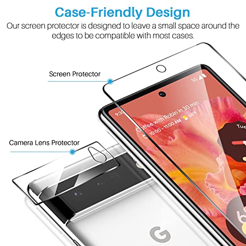 LK 3 Pack for Google Pixel 7 Screen Protector with 2 Pack Camera Lens Protector [Fingerprint Unlock Compatible] 9H Tempered Screen Protector Google Pixel 7, Case Friendly