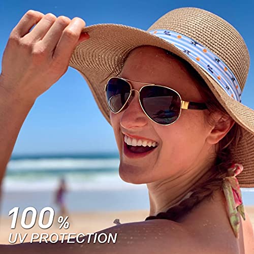 CARFIA Wide Temples Pilot Sunglasses for Men Polarized UV400 Protection Classic Trendy Style Eyewear CA5378