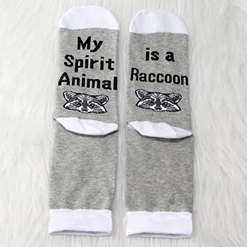 JNIAP 2 Pairs Raccoon Animal Women Socks Raccoon Lover Gift My Spirit Animal Is a Raccoon Socks Raccoon Gift Novelty Socks(2 Pairs Raccoon Socks)