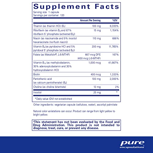 Pure Encapsulations B6 Complex - Supports Nervous System & Brain Health* - includes B Vitamins - Contains Enriched Vitamin B6 - Non-GMO & Gluten Free - 120 Capsules