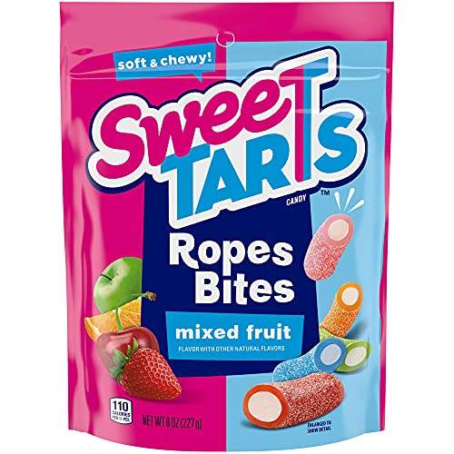 SweeTARTS Rope Bites Candy, Mixed Fruit, 8 Ounce Resealable Bag