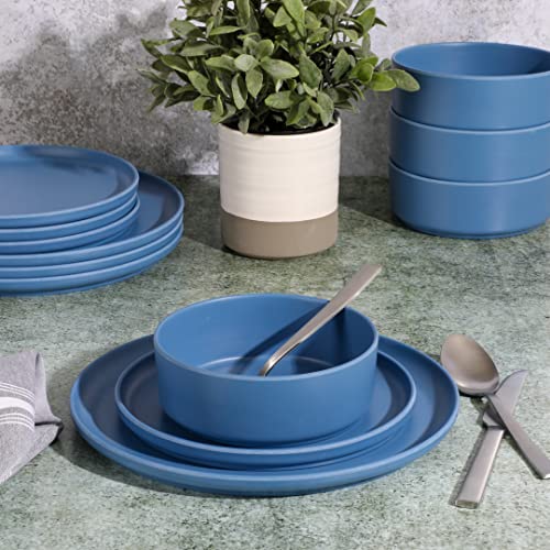 Gibson Home Brist Melamine Plastic Dinnerware Set, Service for Four (12pcs), Assorted II