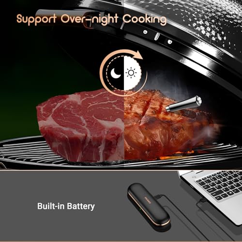 INKBIRD Wireless Meat Thermometer INT-11X-B, Bluetooth Meat Thermometer for Grilling and Smoking, App Remote Control, IP67 Waterproof, 25 Hours of Continuous Cooking, Stylish Gift for Men Women