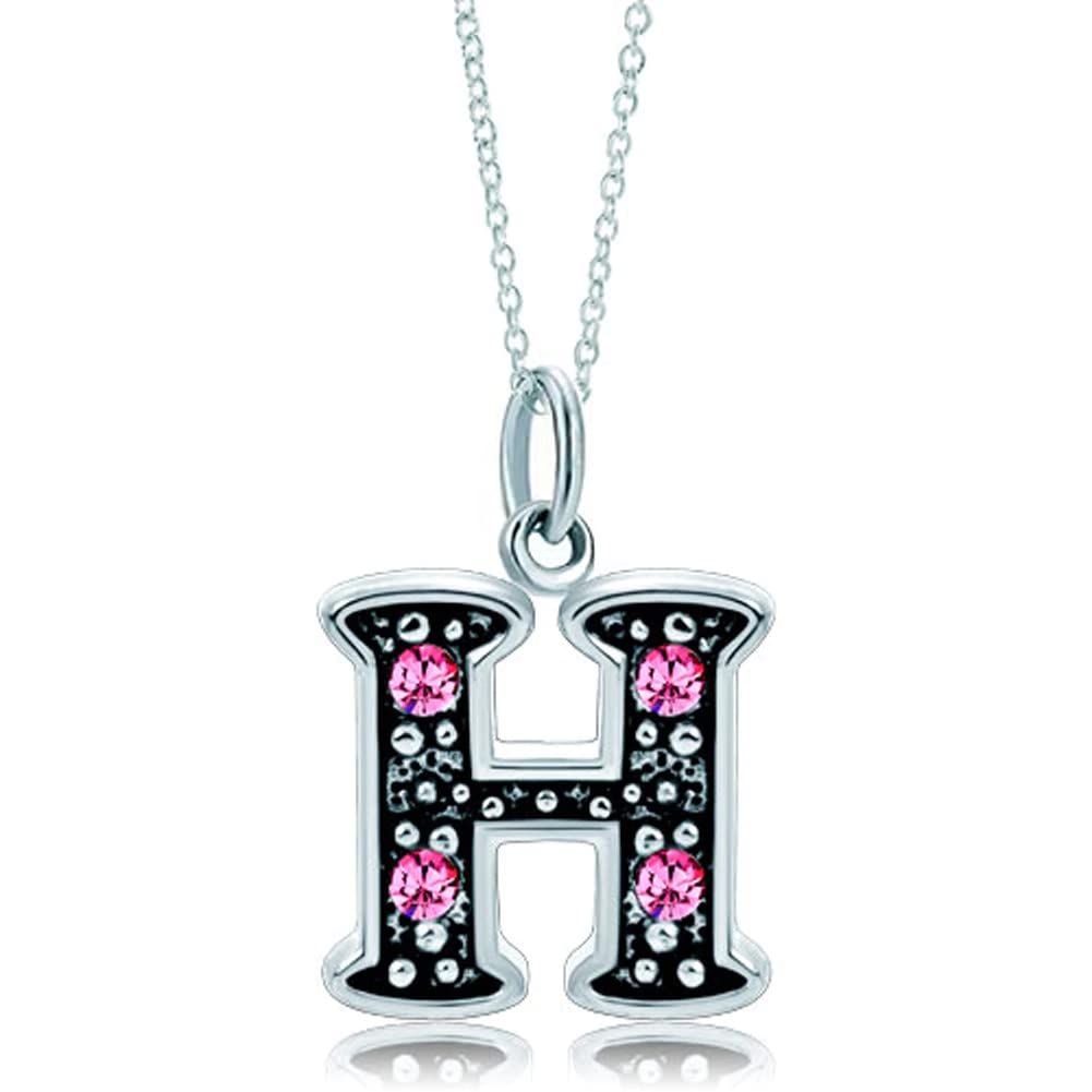 LovelyJewelry Pink Letter H Alphabet Initial Charms Bead Necklace Pendant