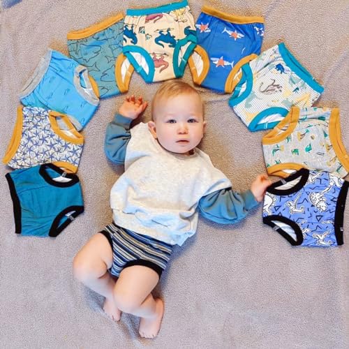 BIG ELEPHANT Potty Training Underwear, 100% Cotton Absorbent Unisex Toddler Pee Pants for Boys & Girls (Floral Series, 10-pack, 9-10Y)