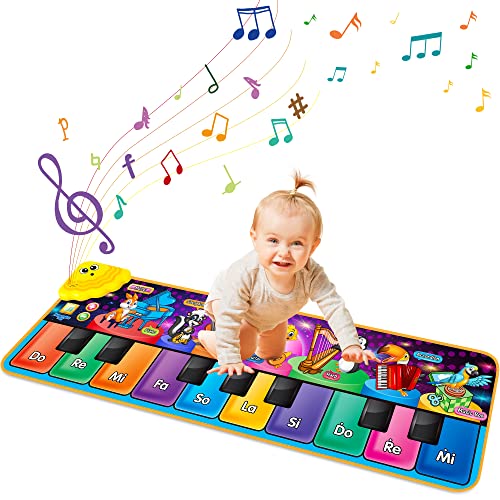 Kids Musical Piano Mats with 25 Music Sounds, Musical Toys Baby Floor Piano Keyboard Mat Carpet Animal Blanket Touch Playmat Early Education Toys for 1 2 3 4 5 6+ Years Old Girls Boys Toddlers