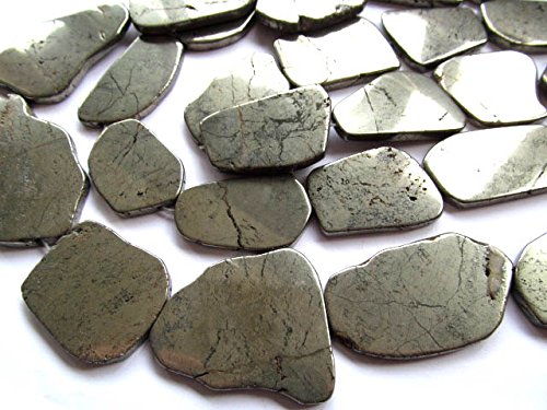 2strands Natural Raw Pyrite Crystal Freeform Slab Nuggets Pyrite Iron Gold Pyrite Beads 15-40mm